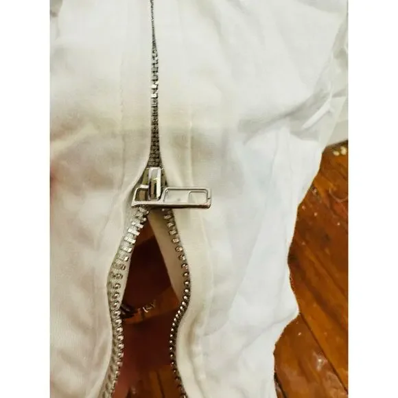 AREA STARS White Cotton Waist Cinching Sleeveless Jean A-Line Dress Size Medium - Picture 10 of 10